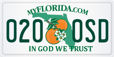 FL license plate 0200SD