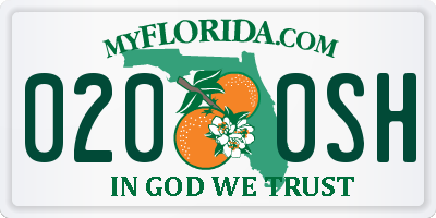 FL license plate 0200SH