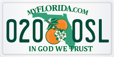 FL license plate 0200SL