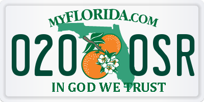 FL license plate 0200SR