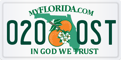 FL license plate 0200ST