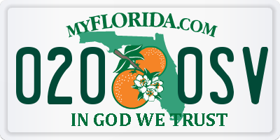 FL license plate 0200SV