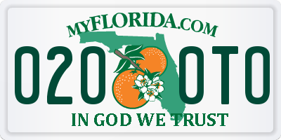 FL license plate 0200TO