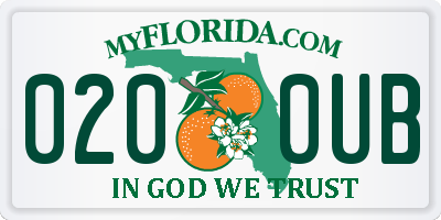 FL license plate 0200UB