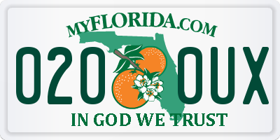 FL license plate 0200UX