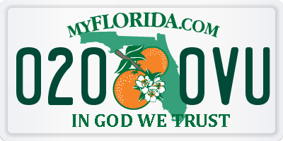 FL license plate 0200VU