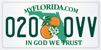 FL license plate 0200VV