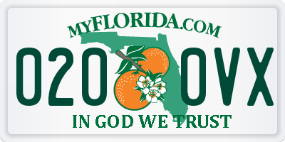 FL license plate 0200VX