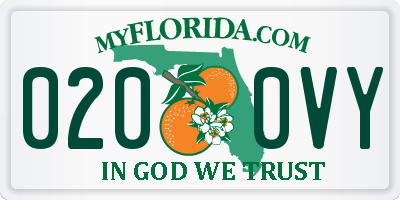 FL license plate 0200VY