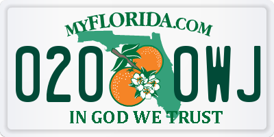 FL license plate 0200WJ
