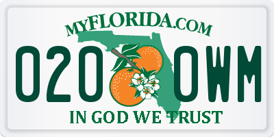 FL license plate 0200WM