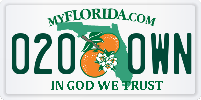FL license plate 0200WN