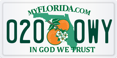 FL license plate 0200WY
