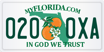 FL license plate 0200XA