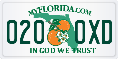 FL license plate 0200XD