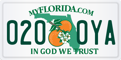 FL license plate 0200YA