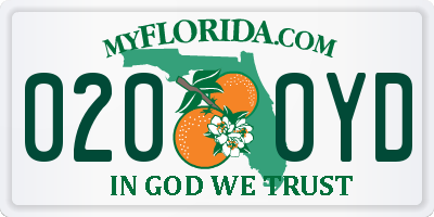 FL license plate 0200YD