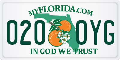 FL license plate 0200YG