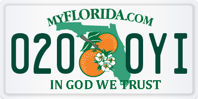FL license plate 0200YI