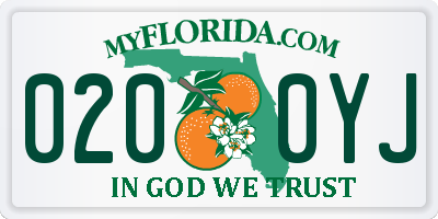 FL license plate 0200YJ