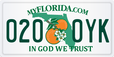 FL license plate 0200YK