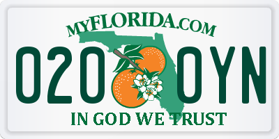 FL license plate 0200YN