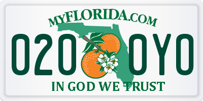FL license plate 0200YO
