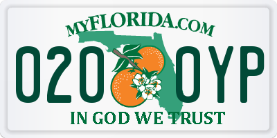FL license plate 0200YP