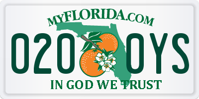 FL license plate 0200YS
