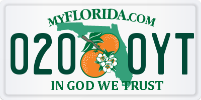 FL license plate 0200YT