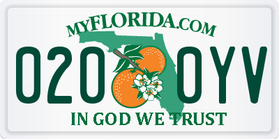 FL license plate 0200YV