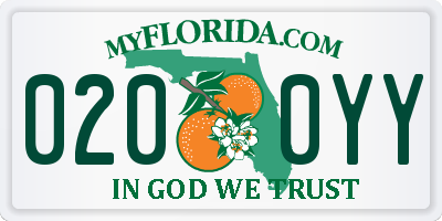 FL license plate 0200YY