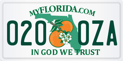 FL license plate 0200ZA