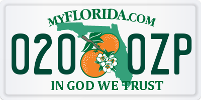 FL license plate 0200ZP