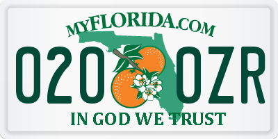 FL license plate 0200ZR