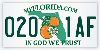FL license plate 0201AF