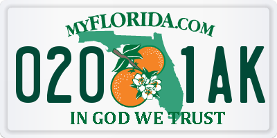 FL license plate 0201AK