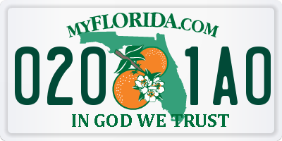 FL license plate 0201AO
