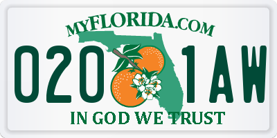 FL license plate 0201AW