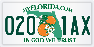 FL license plate 0201AX