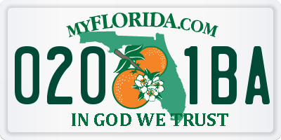 FL license plate 0201BA