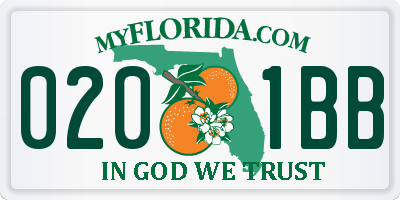FL license plate 0201BB