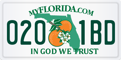 FL license plate 0201BD