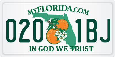 FL license plate 0201BJ