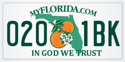 FL license plate 0201BK