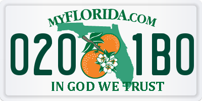 FL license plate 0201BO