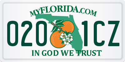 FL license plate 0201CZ