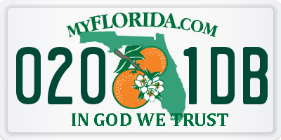 FL license plate 0201DB