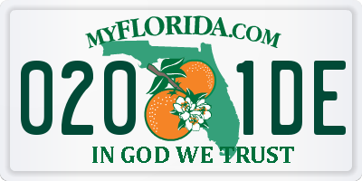 FL license plate 0201DE