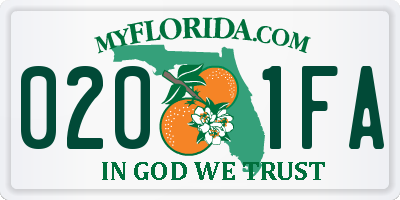 FL license plate 0201FA
